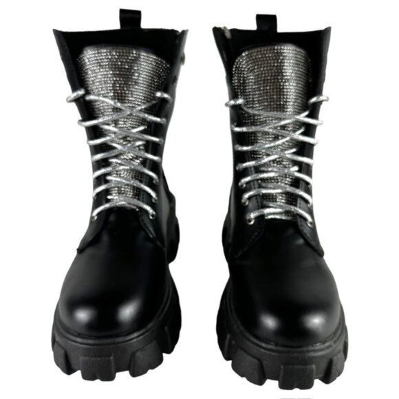 Sequined Tongue w Sparkling Lace Mid-Calf Boots Size (8) - Picture 1 of 12